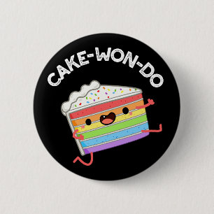 Cake-won-do Funny Taekwondo Cake Pun Mörk BG Knapp