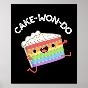 Cake-won-do Funny Taekwondo Cake Pun Mörk BG Poster