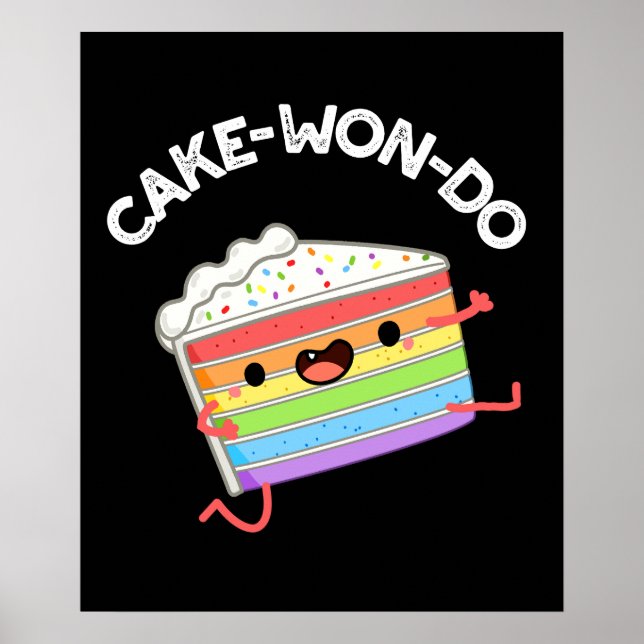 Cake-won-do Funny Taekwondo Cake Pun Mörk BG Poster (Framsidan)