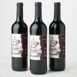 Cakeklättrare Bröllop Vinflaska Etikett