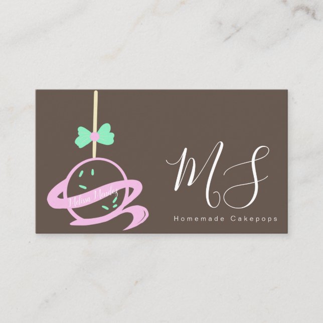 Cakepop Logotyp Båge Banner Tårtdesigner Virvlar Visitkort (Framsida)
