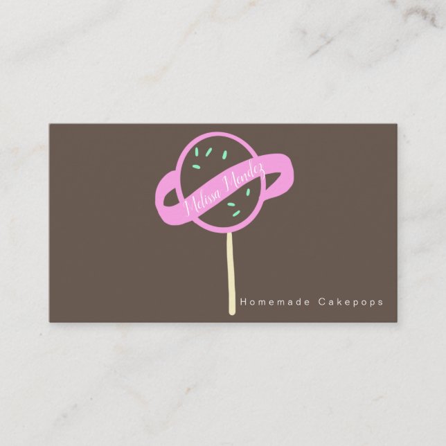 Cakepop Logotyp Banner Tårtdesigner Slingor Visitkort (Framsida)