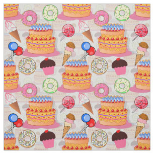 Cakes Muffinss Lollipop Donuts Glass Textile Tyg
