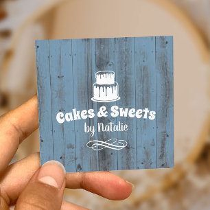 Cakes & Sweets Cupkaka Home Bakery Dusty Blue Fyrkantigt Visitkort