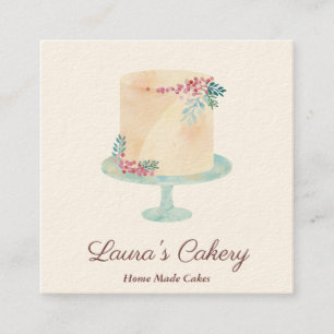 Cakes Sweets Cuptårta Bakery Watercolor Vintage Fyrkantigt Visitkort
