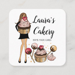 Cakes & Sweets Cuptårta Home Bakery Cute Girl Fyrkantigt Visitkort