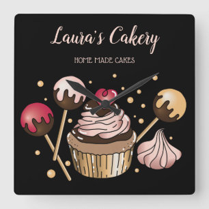 Cakes & Sweets Cuptårta Home Bakery Dripping Guld Fyrkantig Klocka