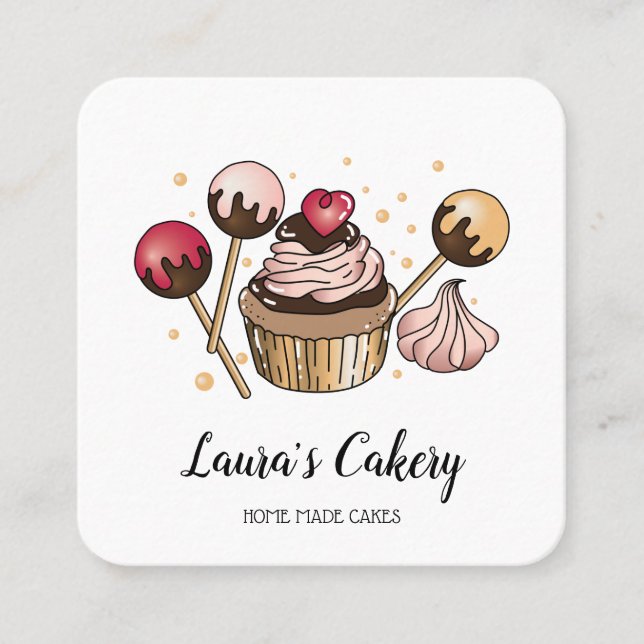Cakes & Sweets Cuptårta Home Bakery Dripping Guld Fyrkantigt Visitkort (Framsida)