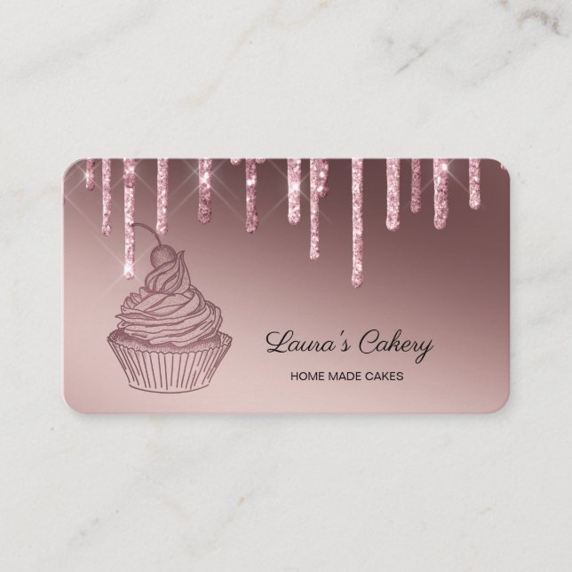 Cakes & Sweets Cuptårta Home Bakery Dripping Guld Visitkort (Framsida)