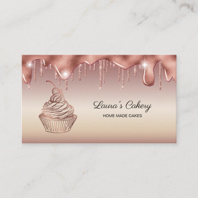 Cakes & Sweets Cuptårta Home Bakery Dripping Guld Visitkort (Framsida)