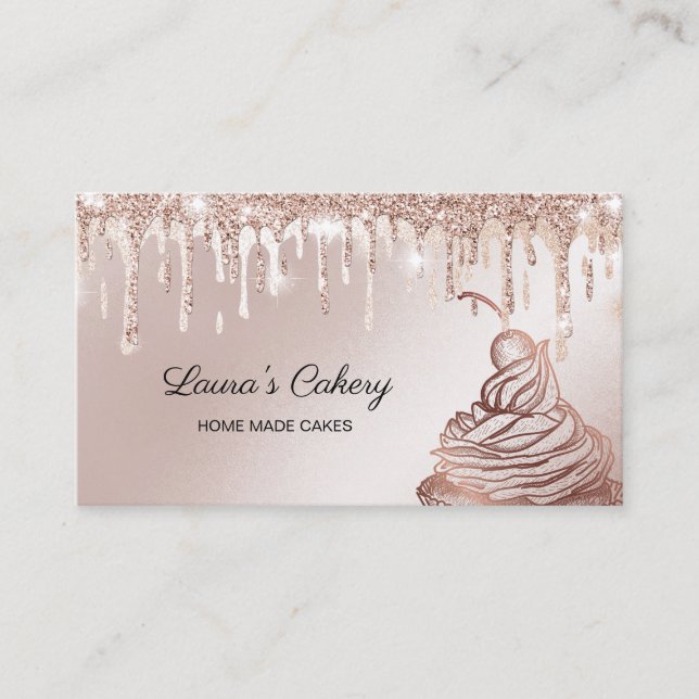 Cakes & Sweets Cuptårta Home Bakery Dripping Guld Visitkort (Framsida)