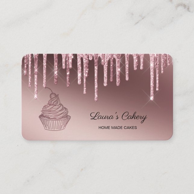 Cakes & Sweets Cuptårta Home Bakery Dripping Guld Visitkort (Framsida)