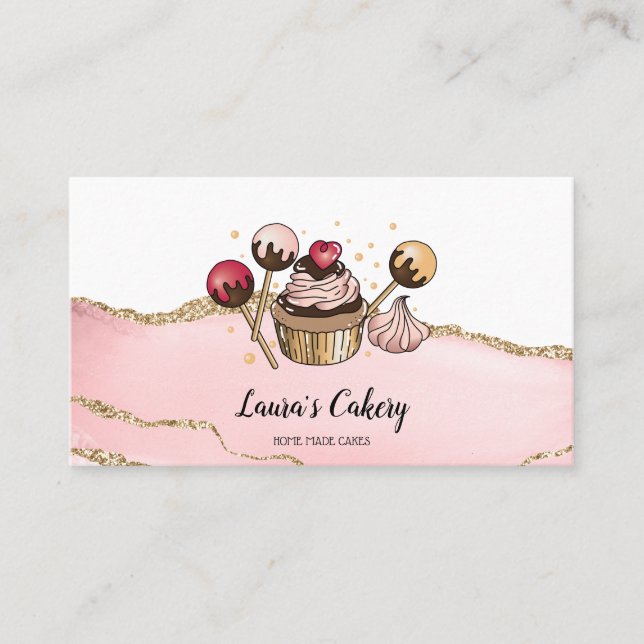 Cakes & Sweets Cuptårta Home Bakery Dripping Guld Visitkort (Framsida)