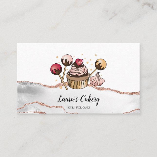 Cakes & Sweets Cuptårta Home Bakery Dripping Guld Visitkort (Framsida)