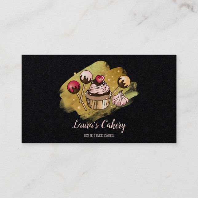 Cakes & Sweets Cuptårta Home Bakery Dripping Guld Visitkort (Framsida)