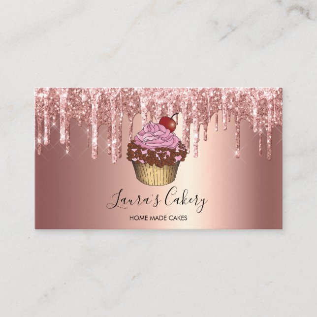 Cakes & Sweets Cuptårta Home Bakery Dripping Guld  Visitkort (Framsida)