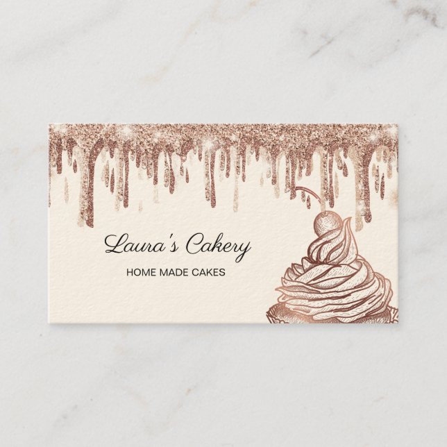 Cakes & Sweets Cuptårta Home Bakery Dripping Guld Visitkort (Framsida)