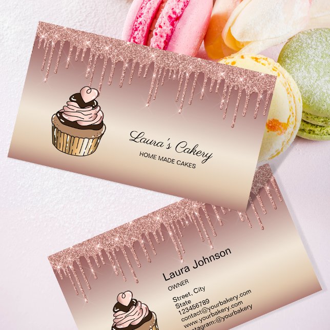 Cakes & Sweets Cuptårta Home Bakery Dripping Guld Visitkort (Skapare uppladdad)