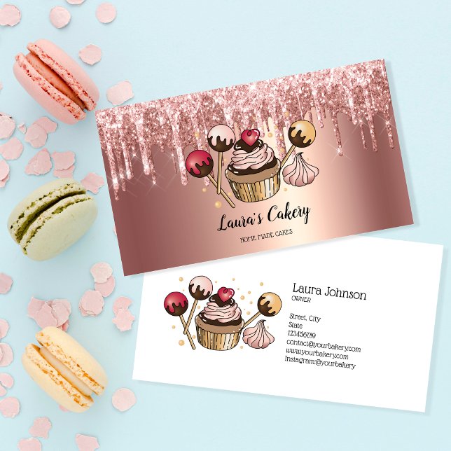 Cakes & Sweets Cuptårta Home Bakery Dripping Guld Visitkort (Skapare uppladdad)