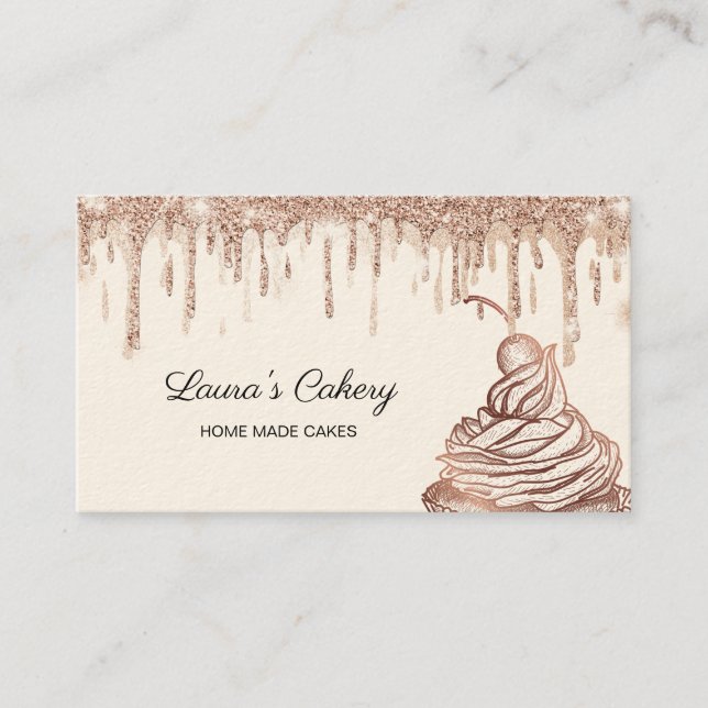 Cakes & Sweets Cuptårta Home Bakery Dripping Guld Visitkort (Framsida)
