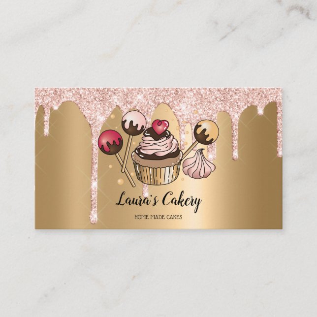 Cakes & Sweets Cuptårta Home Bakery Dripping Guld Visitkort (Framsida)