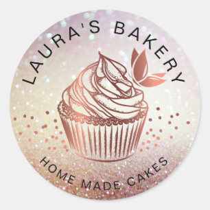 Cakes Sweets Cuptårta Home Bakery Girly Vintage Runt Klistermärke