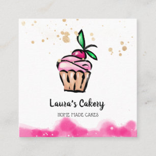 Cakes & Sweets Cuptårta Home Bakery gullgig Fyrkantigt Visitkort