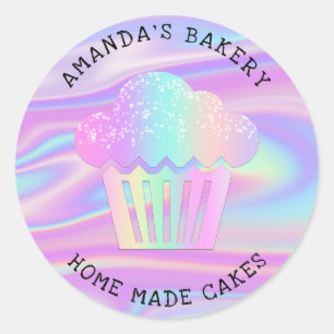 Cakes Sweets Cuptårta Home Bakery Holograph Unicor Runt Klistermärke