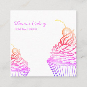 Cakes & Sweets Cuptårta Home Bakery Holography Fyrkantigt Visitkort