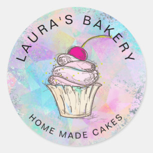 Cakes & Sweets Cuptårta Home Bakery Ro Guld Runt Klistermärke