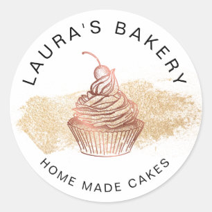 Cakes & Sweets Cuptårta Home Bakery Ro Guld Runt Klistermärke