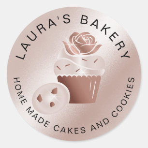 Cakes & Sweets Cuptårta Home Bakery Ro Guld Runt Klistermärke