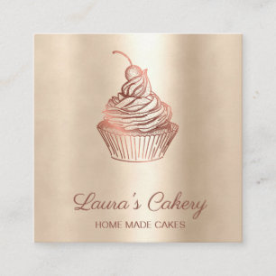 Cakes & Sweets Cuptårta Home Bakery Rustic Vintage Fyrkantigt Visitkort