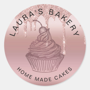 Cakes & Sweets Cuptårta Home Bakery Rustic Vintage Runt Klistermärke
