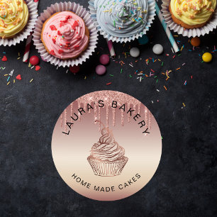 Cakes & Sweets Cuptårta Home Bakery Rustic Vintage Runt Klistermärke