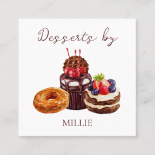 Cakes Sweets Desserts Bakery Fyrkantigt Visitkort