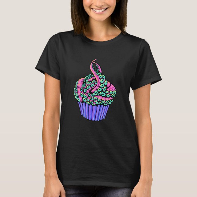 Caketopus Bläckfisk Cupcake Bakverk Konditor Cupca T Shirt (Framsida)