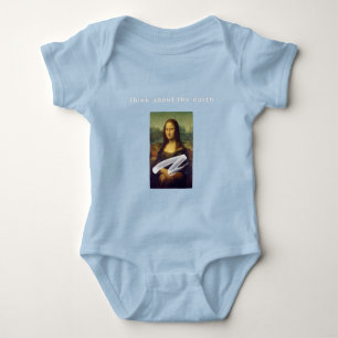 Caks Mona Lisa "tänka om jorden" Slogan Fläkt T Shirt