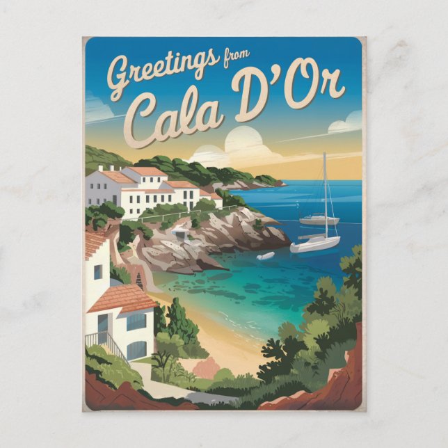Cala d'or Spain vintage Vykort (Framsida)