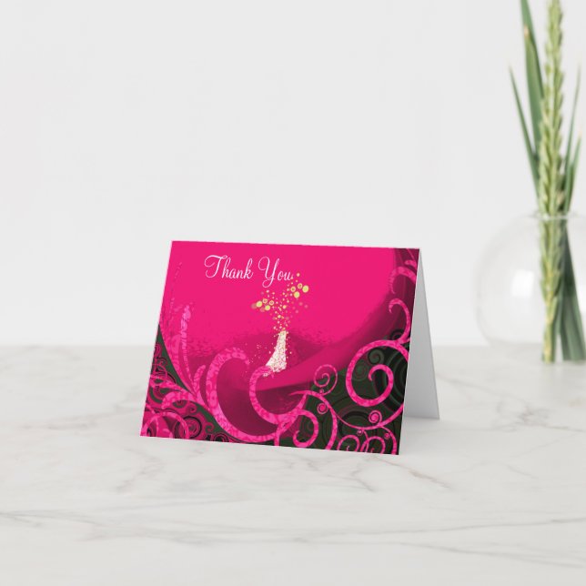 Cala Lilly Deep Rasberry Swirls Thank You Tack Kort (Framsida)