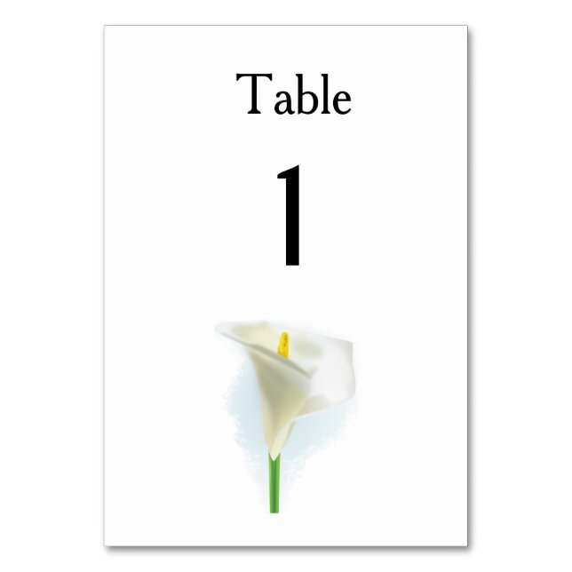 Cala Lily Modern Simple Elegant bröllop Ideas Bordsnummer (Framsidan)