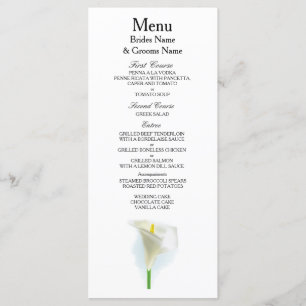 Cala Lily Modern Simple Elegant bröllop Ideas Meny