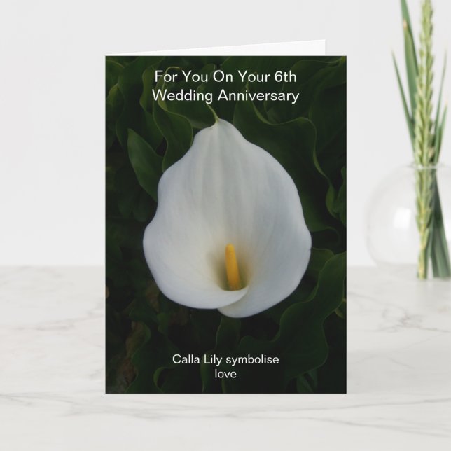 Cala Lily Personlig 6e Bröllop Kort (Framsida)
