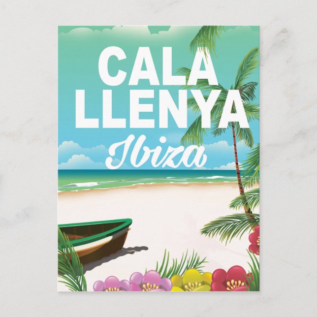 Cala Llenya Ibiza strand reserelayout poster Vykort (Framsida)