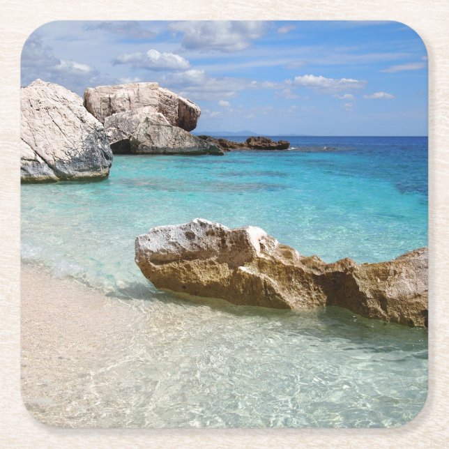 Cala Mariolu strand, Sardinia kustfartyg Underlägg Papper Kvadrat (Framsidan)