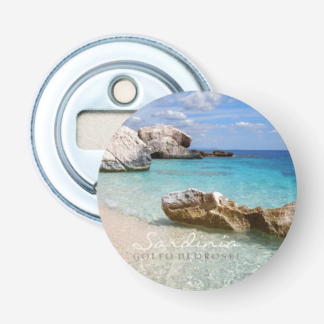 Cala Mariolu strand, Sardinien text Flasköppnare (Framsidan)