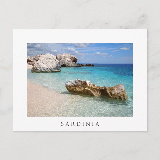 Cala Mariolu-stranden, vykort för Sardinien vit gr (Framsida)