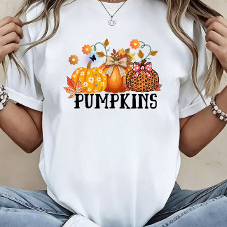 Calabaza de leopardo con estampado floral bohemio  t shirt