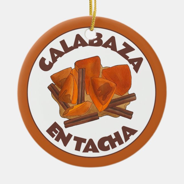 Calabaza en Tacha Mexican Canwas Pumpkin Dessert Julgransprydnad Keramik (Framsidan)