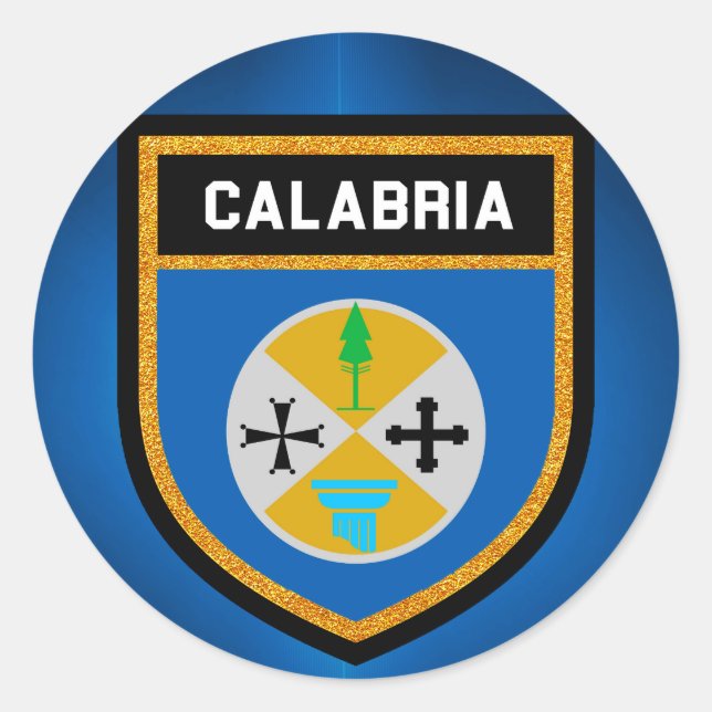 Calabria Flagga Runt Klistermärke (Framsida)